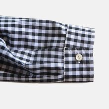 画像をギャラリービューアに読み込む, "MIDNORTH TAILORS" GINGHAM CHECK OPEN COLLAR SHIRT (BLACK & WHITE)
