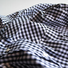 画像をギャラリービューアに読み込む, "MIDNORTH TAILORS" GINGHAM CHECK OPEN COLLAR SHIRT (BLACK & WHITE)