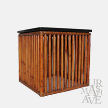 画像をギャラリービューアに読み込む, VINTAGE "McGUIRE SAN FRANCISCO" MARBLE TOP BAMBOO TABLE