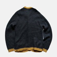 画像をギャラリービューアに読み込む, 1950's~ TWO TONE MOHAIR CARDIGAN (SZ ABOUT L-XL / BLACK AND MASTARD)