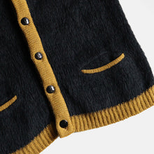 画像をギャラリービューアに読み込む, 1950's~ TWO TONE MOHAIR CARDIGAN (SZ ABOUT L-XL / BLACK AND MASTARD)