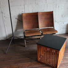 画像をギャラリービューアに読み込む, VINTAGE "McGUIRE SAN FRANCISCO" MARBLE TOP BAMBOO TABLE