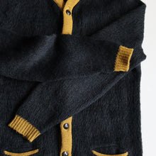 画像をギャラリービューアに読み込む, 1950's~ TWO TONE MOHAIR CARDIGAN (SZ ABOUT L-XL / BLACK AND MASTARD)