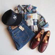 Load image into Gallery viewer, VINTAGE "GANT" INDIA MADRAS  COTTON PATCHWORK  L/S SHIRT (MEDIUM)