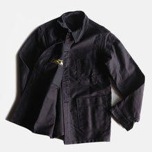 Load image into Gallery viewer, N.O.S 1950's~ "LE MONT ST MICHEL" BLACK MOLESKIN WORK JACKET (MEDIUM)