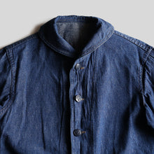 画像をギャラリービューアに読み込む, 1940's "U.S.N" DENIM SHAWL JACKET (SZ AROUND 40 / MINT CONDITION)