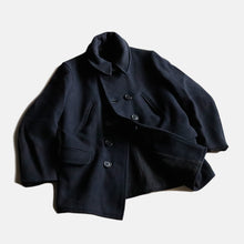 画像をギャラリービューアに読み込む, ~1930's WOOL P-COAT WITH CHIN STRAP (SZ MEDIUM)