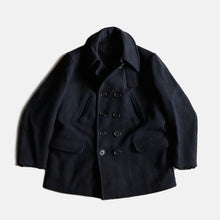 画像をギャラリービューアに読み込む, ~1930's WOOL P-COAT WITH CHIN STRAP (SZ MEDIUM)