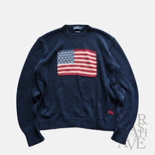 画像をギャラリービューアに読み込む, "RALPH LAUREN" AMERICAN FLAG COTTON SWEATER (SZ XL / GOOD CONDITION)