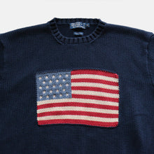 画像をギャラリービューアに読み込む, "RALPH LAUREN" AMERICAN FLAG COTTON SWEATER (SZ XL / GOOD CONDITION)