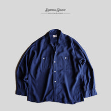 Load image into Gallery viewer, 1950's "PLAYBOY" GABARDINE L/S SHIRT (SZ LARGE / NAVY / GOOD CONDITION)