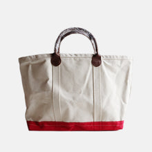 画像をギャラリービューアに読み込む, N.O.S &quot;GRASS COURT COLLECTION&quot; CANVAS TOTE BAG WITH LEATHER HUNDLE
