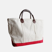 画像をギャラリービューアに読み込む, N.O.S "GRASS COURT COLLECTION" CANVAS TOTE BAG WITH LEATHER HUNDLE
