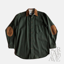 Load image into Gallery viewer, OLD "WOOLRICH" WOOL L/S SHIRT WITH LEATHER PATCH (SZ MEDIUM / GOOD CONDITION)