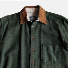 Load image into Gallery viewer, OLD "WOOLRICH" WOOL L/S SHIRT WITH LEATHER PATCH (SZ MEDIUM / GOOD CONDITION)
