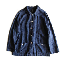 Load image into Gallery viewer, OLD HEAVY INDIGO LINEN JACKET (LARGE)