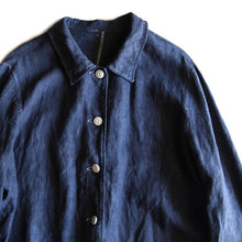 Load image into Gallery viewer, OLD HEAVY INDIGO LINEN JACKET (LARGE)