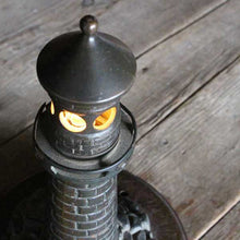 Load image into Gallery viewer, ANTIQUE "LIGHT HOUSE" CAST IRON x WOODEN LAMP