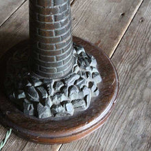 Load image into Gallery viewer, ANTIQUE "LIGHT HOUSE" CAST IRON x WOODEN LAMP