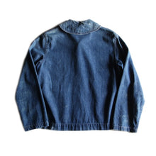 Load image into Gallery viewer, ~ 1940's "USN" DENIM SHAWL COLLAR JACKET WITH METAL BUTTON (MEDIUM)