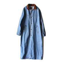 Load image into Gallery viewer, 1980's "SUNBELT" COTTON DENIM LONG COAT (MEDIUM)