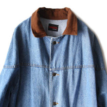 Load image into Gallery viewer, 1980's "SUNBELT" COTTON DENIM LONG COAT (MEDIUM)