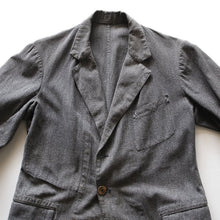 Load image into Gallery viewer, ~ 1940's BLACK CHAMBRAY FRENCH WORK JACKET (MEDIUM)