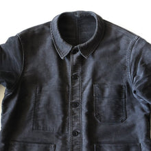 Load image into Gallery viewer, 1940's "LE MONT ST MICHEL" BLACK MOLESKIN WORK JACKET (MEDIUM)