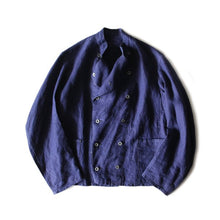 Load image into Gallery viewer, NOS 1930's "FRENCH ARMY" DOUBLE BREASTED BLUE LINEN JACKET (MEDIUM)