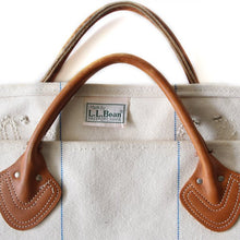 Load image into Gallery viewer, 1990's ~ "LLBEAN" LEATHER HANDLE WOOD CARRIER