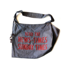 Load image into Gallery viewer, 1940's "READ THE NEWS-TIMES" CANVAS NEWS PAPER BAG