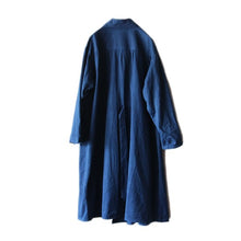 Load image into Gallery viewer, NOS FRENCH DOUBLE BREASTED WORK COAT INDIGO OVERDYE (UNISEX)