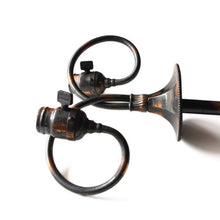 Load image into Gallery viewer, ANTIQUE JAPANNED WAVE ARM CEILING LAMP