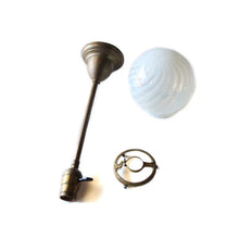 Load image into Gallery viewer, ANTIQUE BRASS CEILING LAMP WITH OPALESENT GLASS SHADE