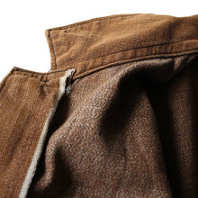 Load image into Gallery viewer, ~ 1920's "MASCOMA KANAAN NH" BROWN DENIM CHANGE BUTTON JACKET (SMALL)