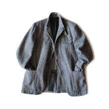 Load image into Gallery viewer, 1960's "HARRIS TWEED" HBT WOOL JACKET WITH TIN STRAP (LARGE)
