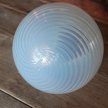 Load image into Gallery viewer, ANTIQUE OPEALESCENT SWIRL GLOBE GLASS SHADE WITH BRASS SOCKET