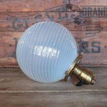 Load image into Gallery viewer, ANTIQUE OPEALESCENT SWIRL GLOBE GLASS SHADE WITH BRASS SOCKET