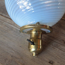 Load image into Gallery viewer, ANTIQUE OPEALESCENT SWIRL GLOBE GLASS SHADE WITH BRASS SOCKET