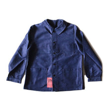 Load image into Gallery viewer, NOS 1940's "DUBURE & DEVERCHERE" BLUE FRENCH MOLESKIN JACKET (MEDIUM)