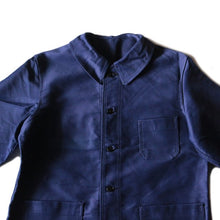Load image into Gallery viewer, NOS 1940's "DUBURE & DEVERCHERE" BLUE FRENCH MOLESKIN JACKET (MEDIUM)