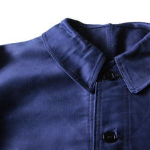 Load image into Gallery viewer, NOS 1940's "DUBURE & DEVERCHERE" BLUE FRENCH MOLESKIN JACKET (MEDIUM)