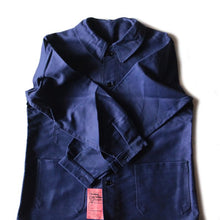 Load image into Gallery viewer, NOS 1940's "DUBURE & DEVERCHERE" BLUE FRENCH MOLESKIN JACKET (LARGE)