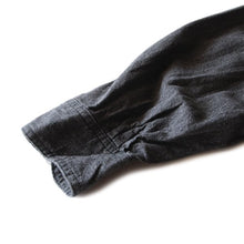 画像をギャラリービューアに読み込む, ONE WASH "MONTGOMERY WARD" BLACK CHAMBRAY SHIRT WITH ELBOW PAD (LARGE)
