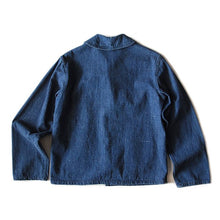 Load image into Gallery viewer, WWU "USNAVY" DENIM SHAWL COLLAR JACKET MINT CONDITION (MEDIUM)