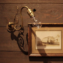 Load image into Gallery viewer, ANTIQUE SWING ARM BRASS WALL SCONCE