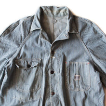 Load image into Gallery viewer, 1940's "PAY DAY" HICKORY STRIPE WORK JACKET (LARGE)