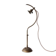 Load image into Gallery viewer, ANTIQUE "FARIES" BRASS C-ARM DESC LAMP