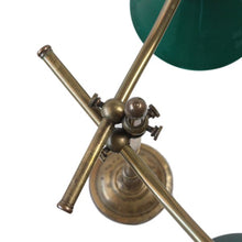 Load image into Gallery viewer, ANTIQUE "FARIES" DOUBLE ARM DESK LAMP WITH GLASS SHADE