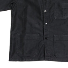 Load image into Gallery viewer, 1940's ~ FRENCH BLACK MOLESKIN WORK JACKET (LARGE) MINT CONDITION